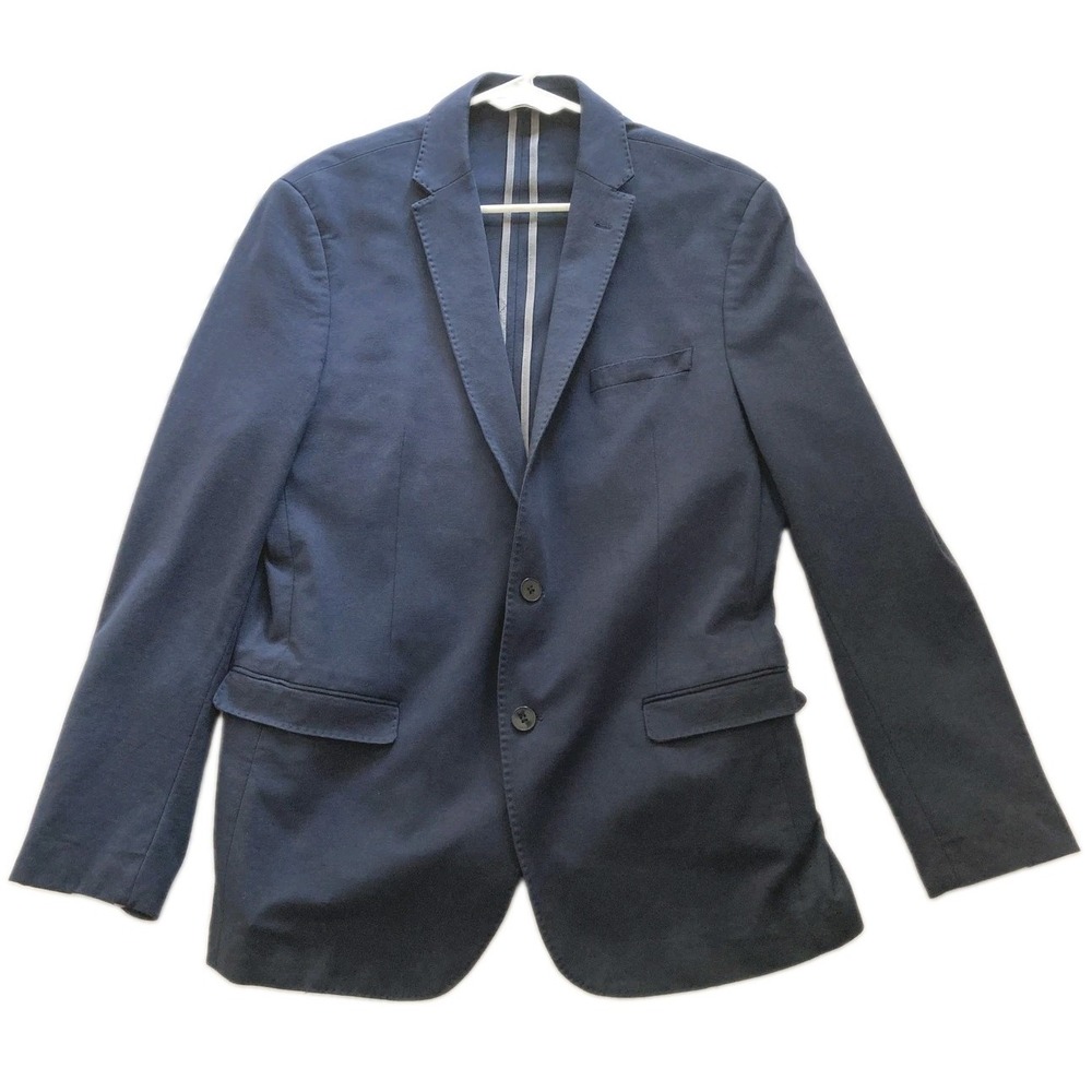 Friday Threads Blazer Men 46L Navy Slim Fit Stretch Performance Sport Coat
